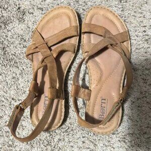 Born Tan Sandals with Ankle Strap and Comfort Footbed